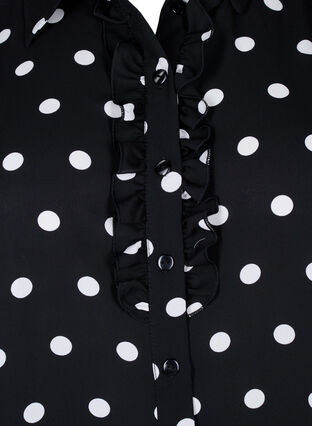 Zizzifashion Dotted shirt with ruffles, Black W. White Dot, Packshot image number 2