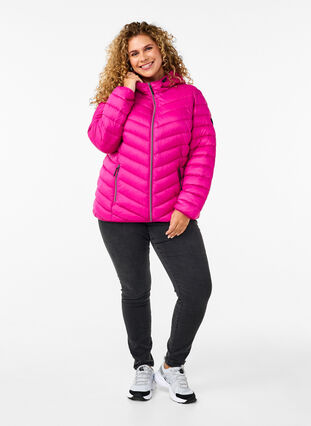 Zizzifashion Lightweight jacket with hood, Fuchsia Red, Model image number 2