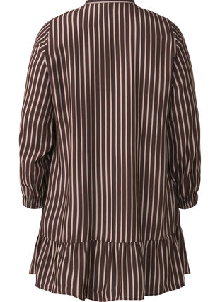 Zizzifashion Short striped dress with ruffle detail, Hot Fudge Stripe AOP, Packshot image number 1