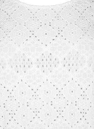 Zizzifashion Short-sleeved blouse with lace pattern, Bright White, Packshot image number 2