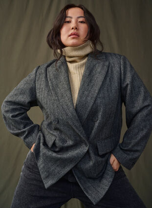 Zizzifashion Wool-blend blazer with pockets, Dark Grey Melange, Image image number 1