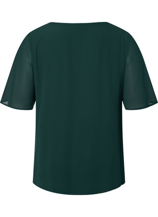 Zizzifashion V-neck blouse with short sleeves, Scarab, Packshot image number 1