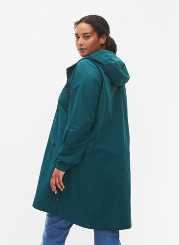Zizzifashion Raincoat with pockets and hood, Deep Teal, Model image number 1