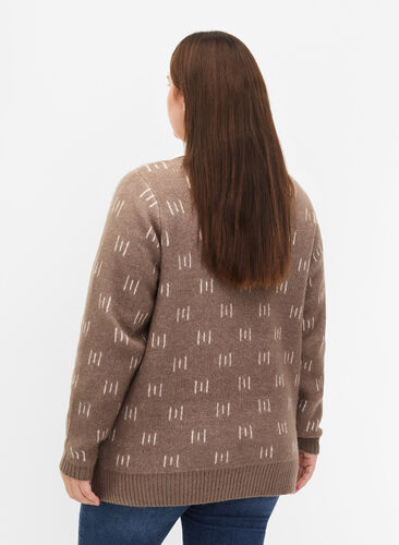 Zizzifashion Patterned pullover, Walnut Mel. Comb, Model image number 1