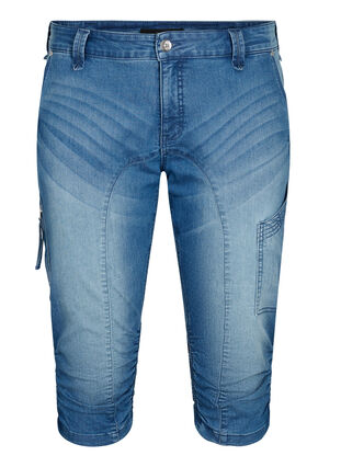 Zizzifashion Slim fit capri jeans with pockets, Light blue denim, Packshot image number 0