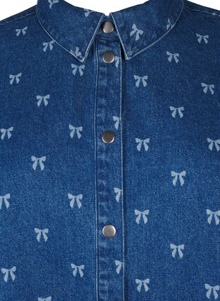 Zizzifashion Denim bow shirt, Denim Blue W. Wh.Bow, Packshot image number 2