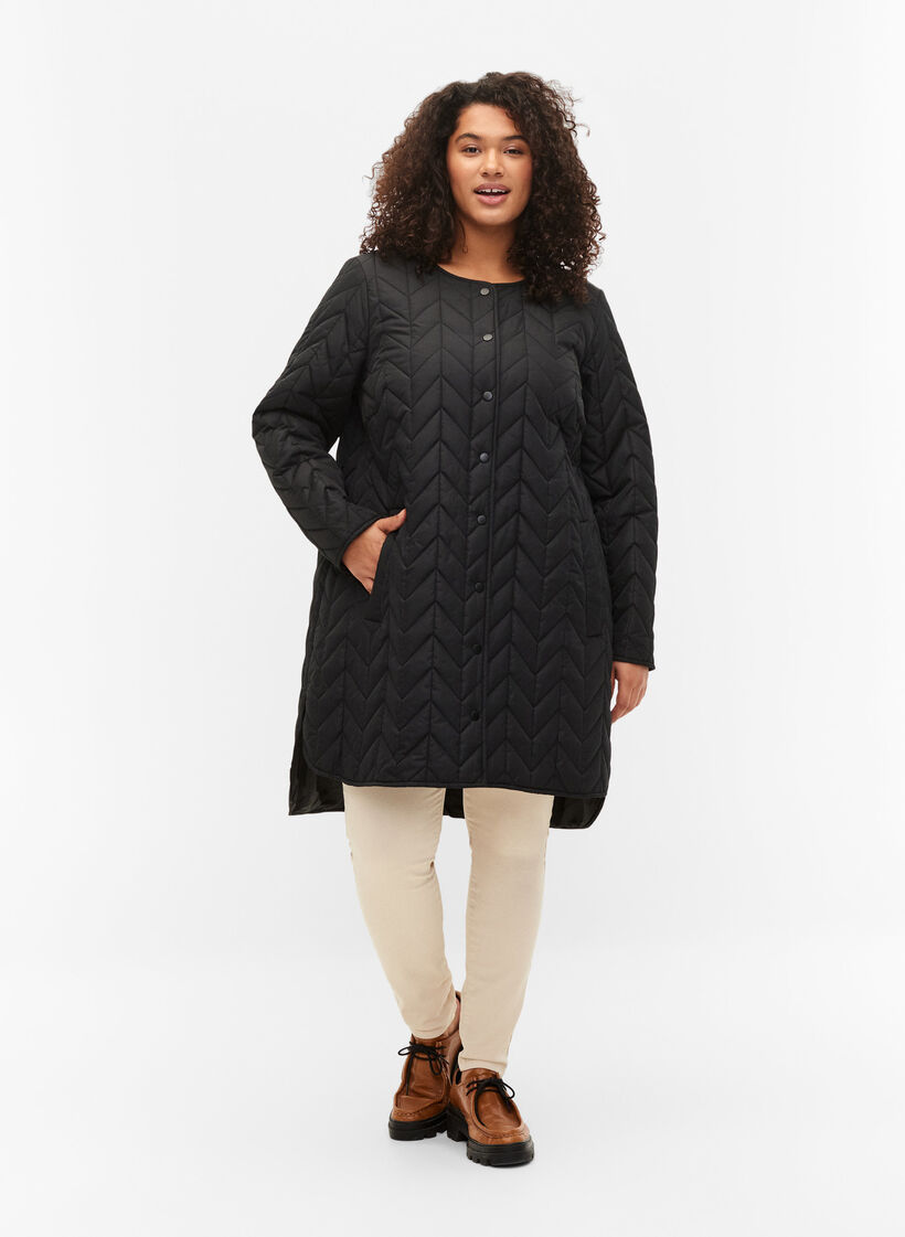 Zizzifashion buttons - 42-60 Quilted with jacket - - Black Sz.