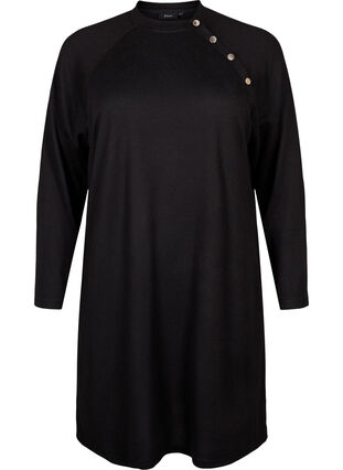 Zizzifashion Jersey dress with buttons, Black, Packshot image number 0