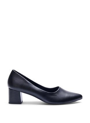 Zizzifashion Wide fit - Leather pump with pointed toe, Black, Packshot image number 0