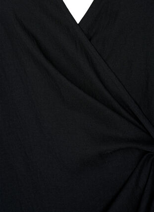 Zizzifashion Long sleeve viscose dress with a wrap look, Black, Packshot image number 2