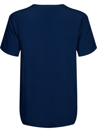 Zizzifashion Viscose blouse with short sleeves and pleats, Navy Blazer, Packshot image number 1