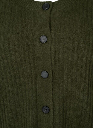 Zizzifashion Ribbed knitted cardigan with buttons, Forest Night Mel., Packshot image number 2