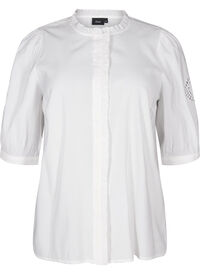 Shirt blouse with ruffles and broderie anglaise