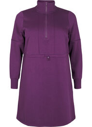 Short sweatshirt dress with a high neck and adjustable waist, Deep Purple, Packshot