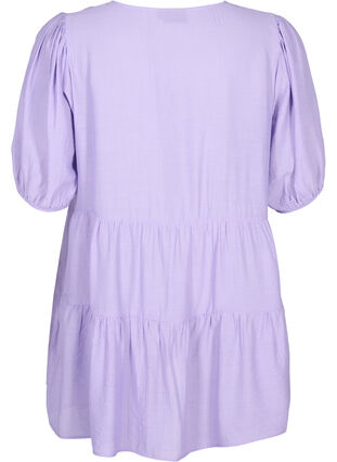 Zizzifashion A-line viscose tunic with lace-up detail, Sand Verbena, Packshot image number 1