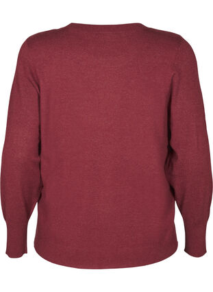 Zizzifashion FLASH - Knitted blouse with a round neck, Merlot Mel., Packshot image number 1