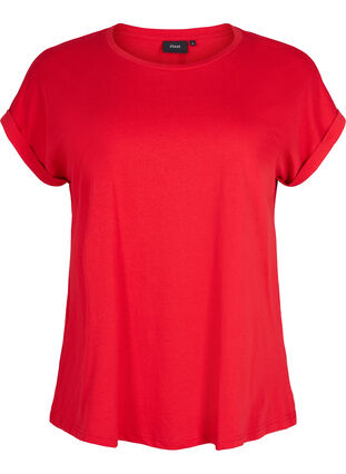Zizzifashion Short sleeved cotton blend t-shirt, Tango Red, Packshot image number 0