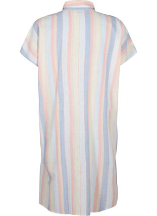 Zizzifashion Long shirt in cotton blend with linen, Multi Color Stripe, Packshot image number 1