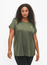 Short-sleeved training t-shirt, Thyme, Model