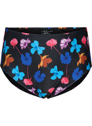 Bikini bottom with print and high waist, Black Flower AOP, Packshot