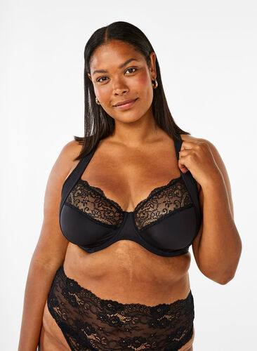 Zizzifashion Full cover bra with padded straps, Black, Model image number 0