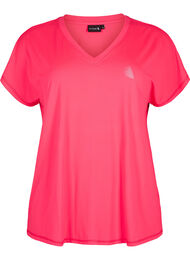 Loose training t-shirt with v-neck, Neon Diva Pink, Packshot