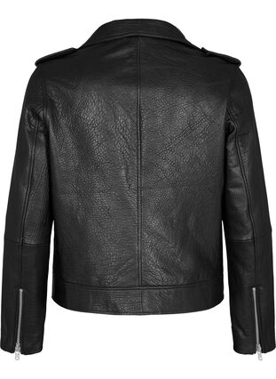 Zizzifashion Leather biker jacket with pockets, Black, Packshot image number 1