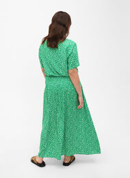 FLASH - Viscose maxi skirt with smocking, Bright Green Wh.AOP, Model