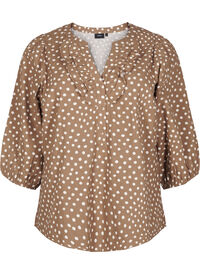 3/4 sleeve cotton blouse with polka dots