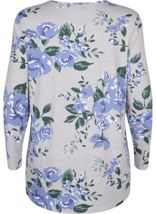 Zizzifashion Floral blouse with long sleeves, Light Mel. AOP, Packshot image number 1