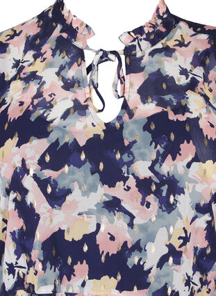 Zizzifashion Tunic with floral print and lurex, Night Sky AOP Flower, Packshot image number 2