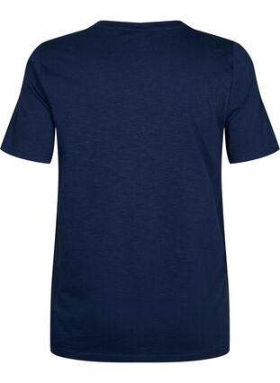 Zizzifashion Short-sleeved basic t-shirt with v-neck, Navy Blazer, Packshot image number 1