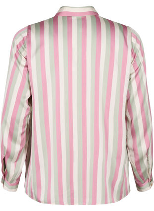 Zizzifashion Striped satin shirt with collar, Rose Stripe, Packshot image number 1