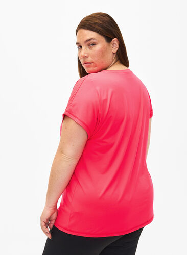 Zizzifashion Short-sleeved workout t-shirt, Neon Diva Pink, Model image number 1