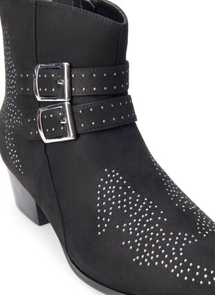 Zizzifashion Wide fit - Short boot with studs and buckles, Black, Packshot image number 3