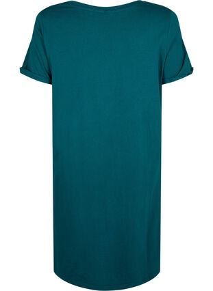 Zizzifashion Short-sleeved nightgown in organic cotton, Deep Teal Sleep, Packshot image number 1