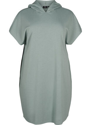 Zizzifashion Short sleeve sweat dress in modal mix, Chinois Green, Packshot image number 0