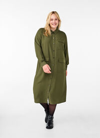 Shirt dress with pockets, Winter Moss, Model