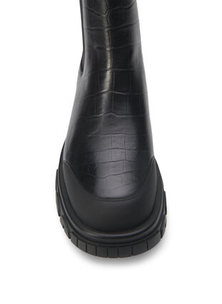 Zizzifashion Wide fit - Croco Chelsea boot in leather, Black, Packshot image number 3