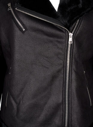 Zizzifashion Faux leather pilot jacket, Black, Packshot image number 3