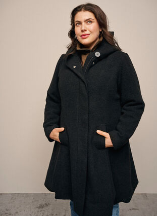 Zizzifashion A-line coat with hood, Black, Image image number 0
