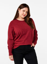 FLASH - Knitted blouse with a round neck, Merlot Mel., Model