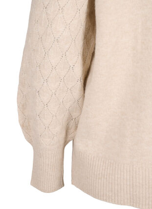 Zizzifashion Knitted blouse with lace pattern, Pumice Stone Mel., Packshot image number 3