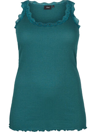 Zizzifashion Top with lace trim, Balsam, Packshot image number 0