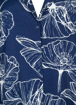 Zizzifashion Floral print viscose shirt with long sleeves, Navy B./Big Fl.AOP, Packshot image number 2