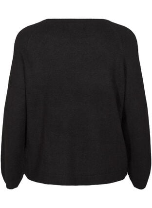 Zizzifashion Loose-fitting knitted blouse with round neck, Black, Packshot image number 1