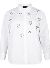 Classic shirt with embroidered hearts, Bright Wh.W. Blue H., Packshot