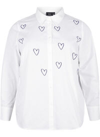Classic shirt with embroidered hearts
