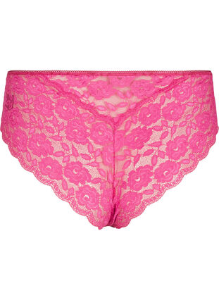 Zizzifashion Brazilian microfibre panties with lace, Rumba Red, Packshot image number 1