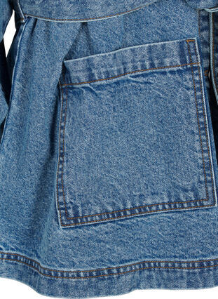 Zizzifashion Denim jacket with a tie belt, Blue Denim, Packshot image number 3